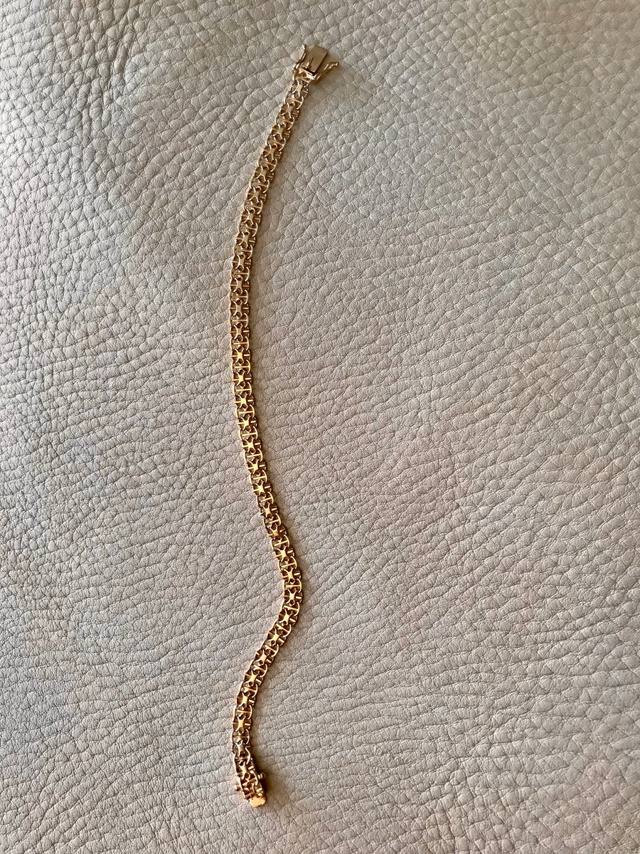 Vintage Swedish 18k gold bracelet x-link with bars - Köping, Sweden
