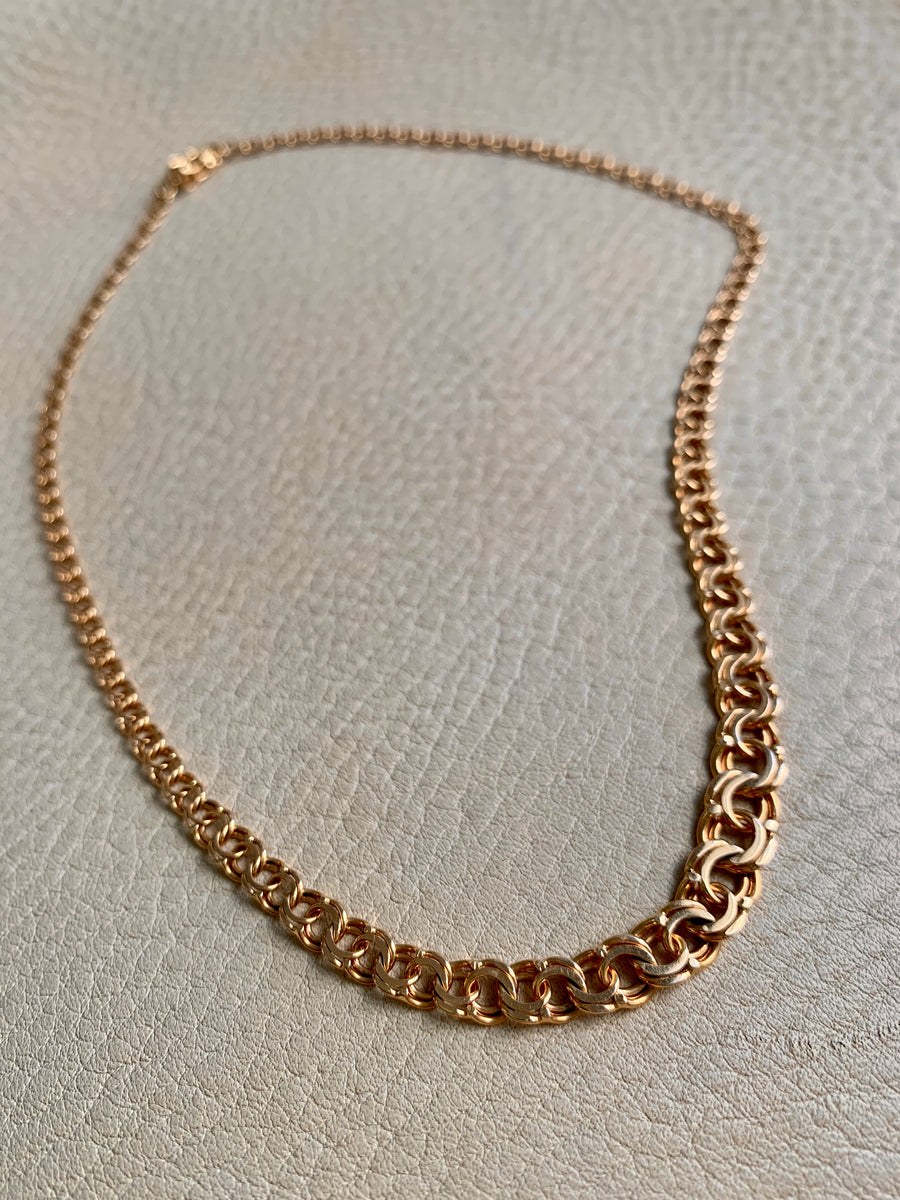 11.7g Gold necklace - Graduated double link solid 18k gold - Swedish vintage