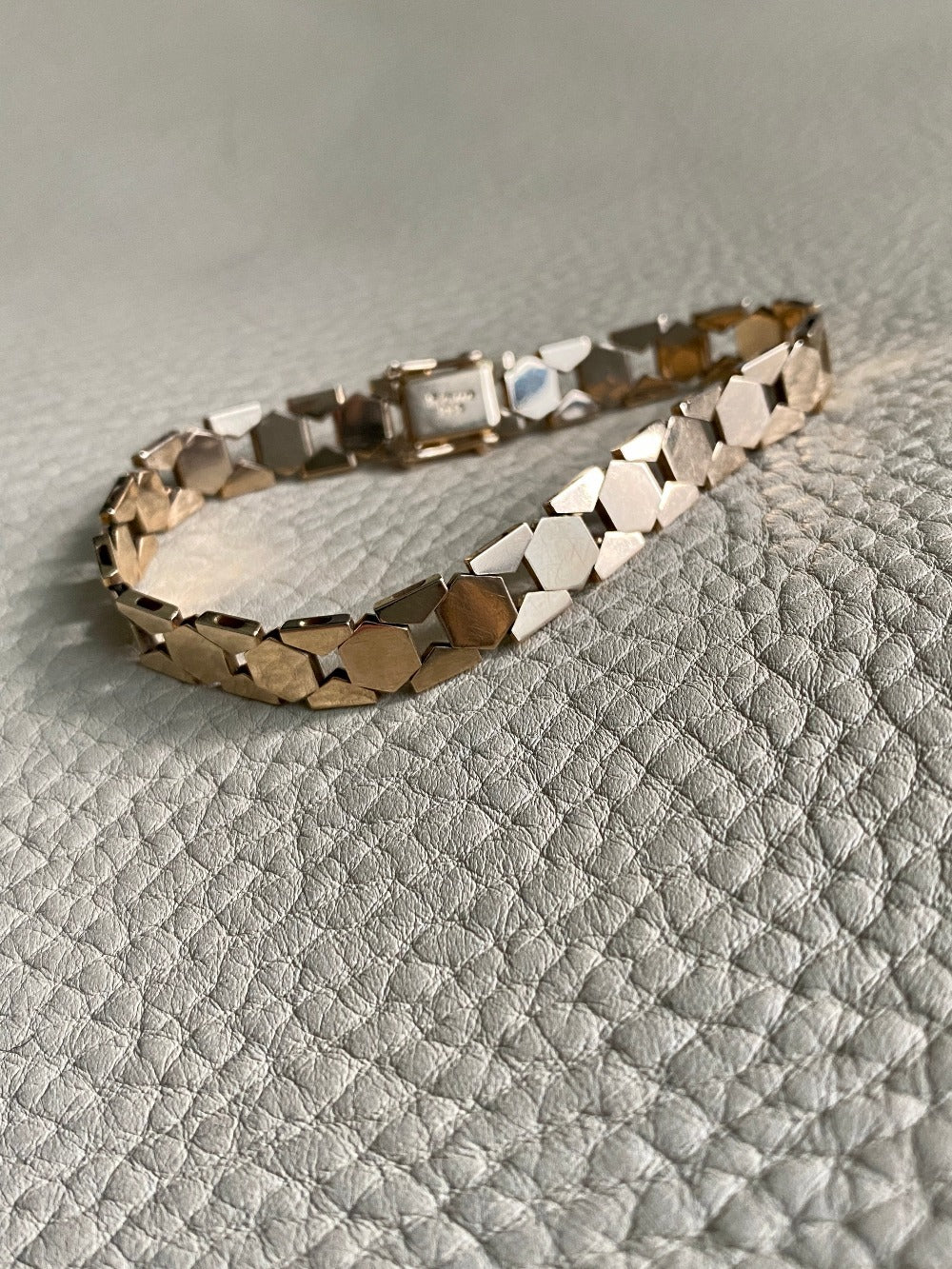 1960s/70s Danish Hexagon link 16g of 14k solid gold bracelet - 7.25 inch length