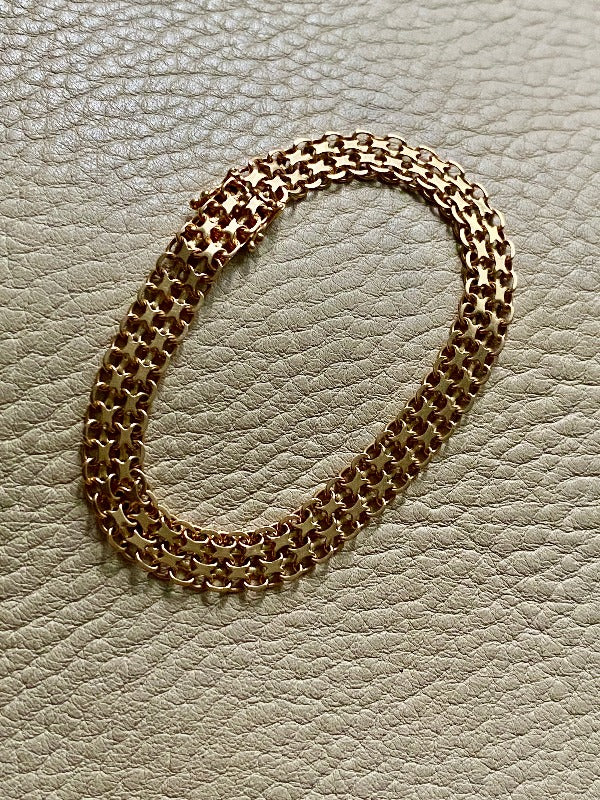 Vintage Swedish solid 18k gold x link bracelet with hidden box clasp