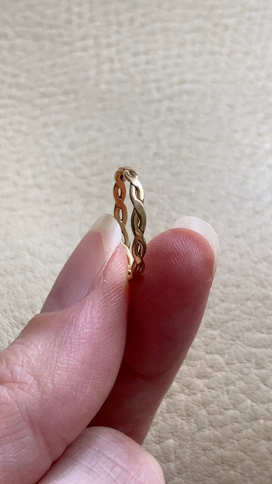 18k gold ring - Scandinavian vintage double strand twist- size 5