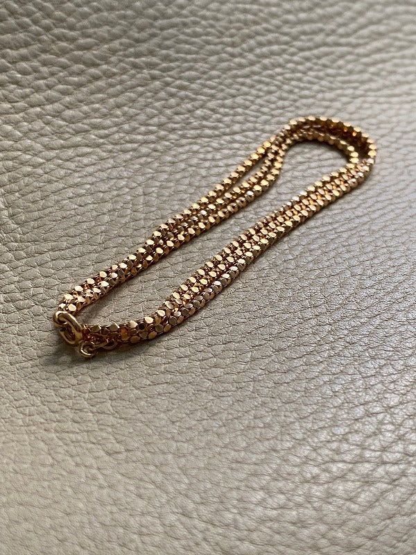 Long length Honeycomb link necklace - Italian vintage - 18k gold, 28 inch length