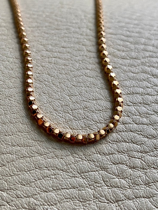 Long length Honeycomb link necklace - Italian vintage - 18k gold, 28 inch length