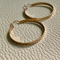 Handmade 14k rose gold hoop earrings - 1.5 inch diameter hoops