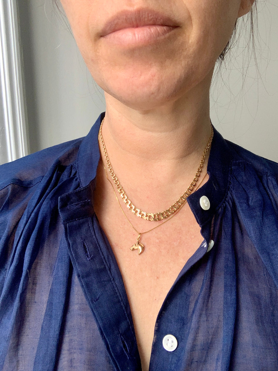 11.7g Gold necklace - Graduated double link solid 18k gold - Swedish vintage