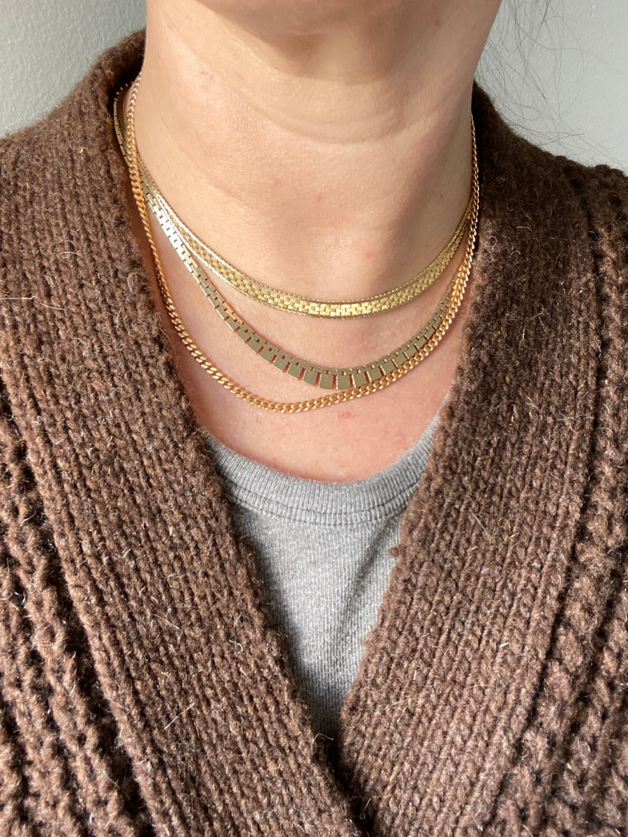 Vintage Danish 14k gold cleopatra link necklace 17 inch length