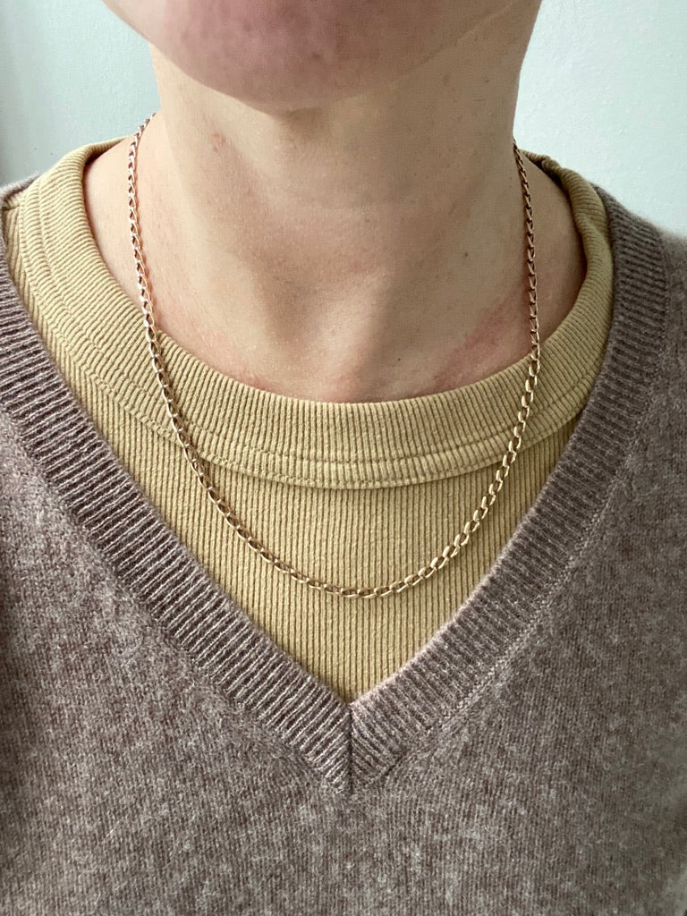 Rose gold vintage curb link necklace 19 inch length