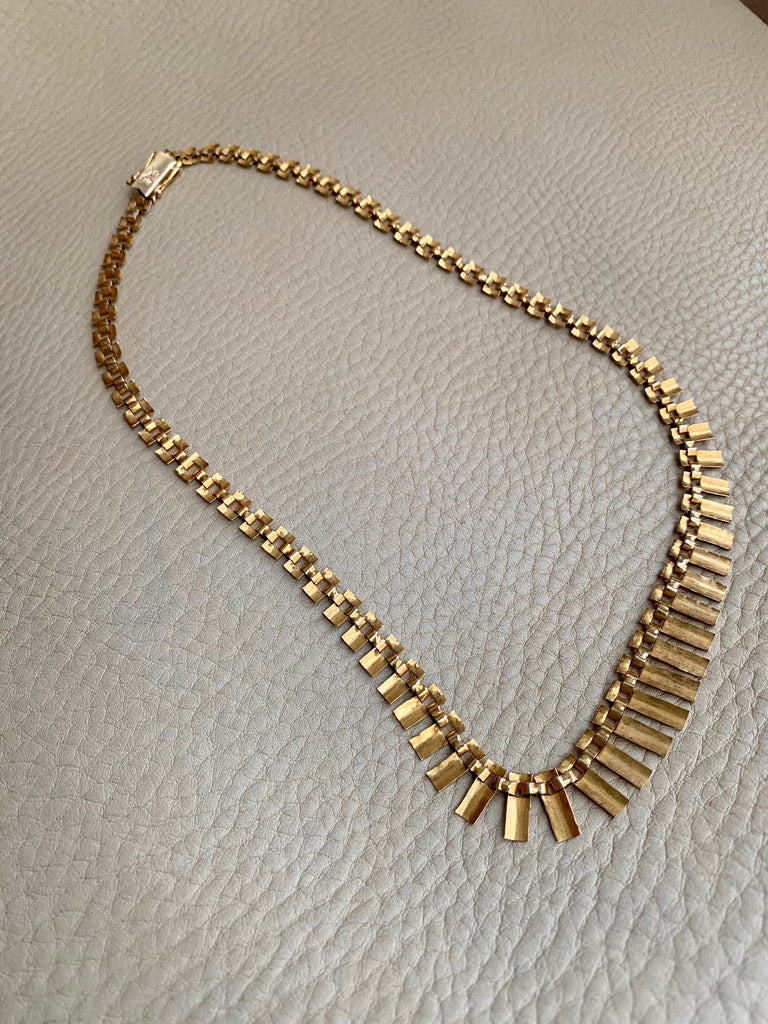 Vintage 18ct Gold Cleopatra Fringe Necklace | Lucille London