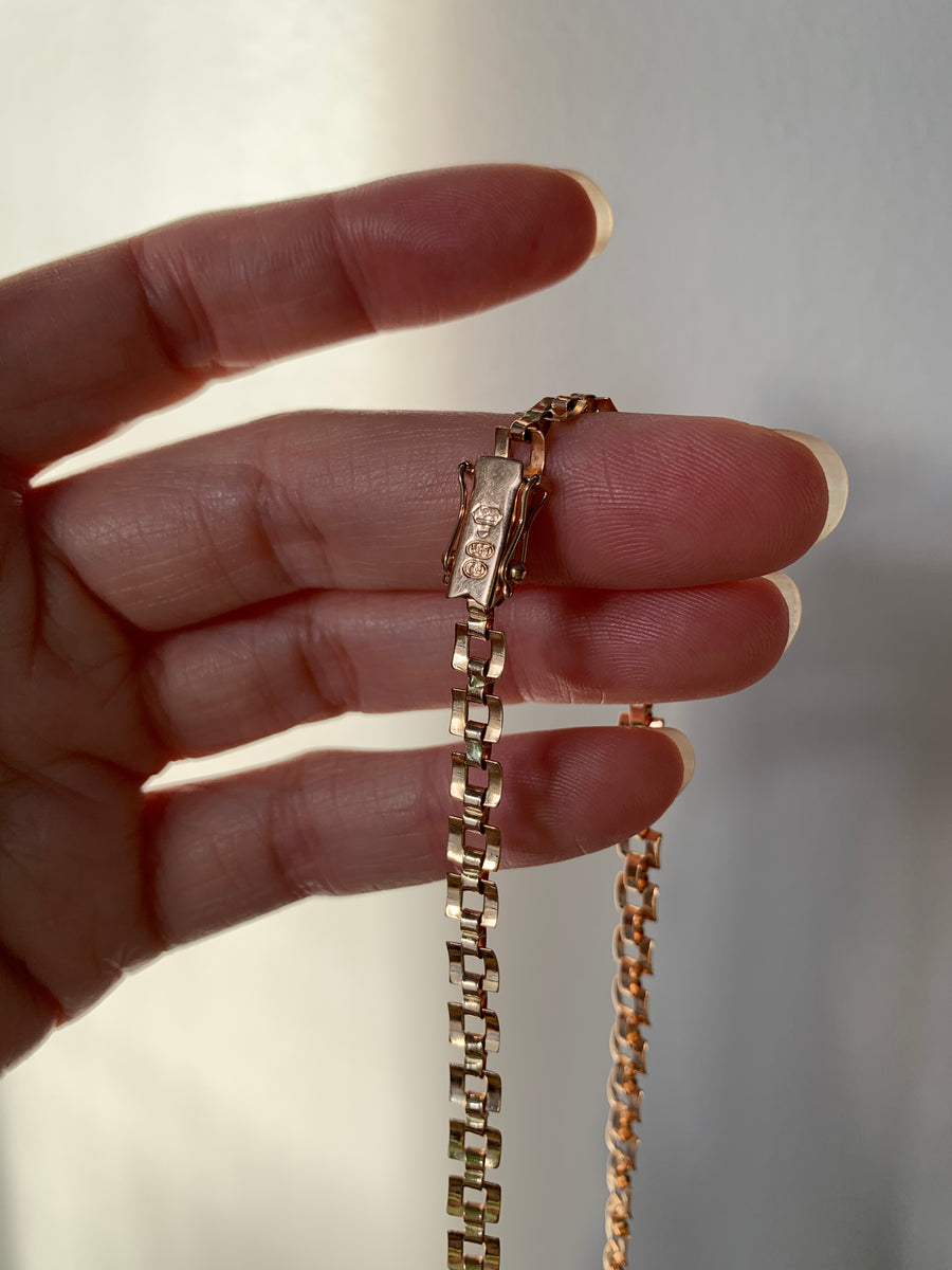 1980 Cleopatra link 14k solid rose gold necklace - Finland