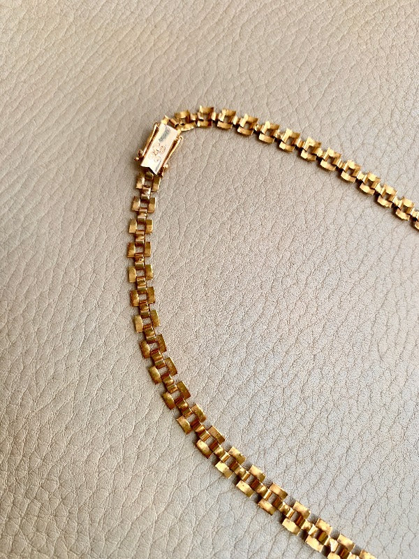 14k gold vintage 1967 Finnish cleopatra link necklace 16.5 inch length