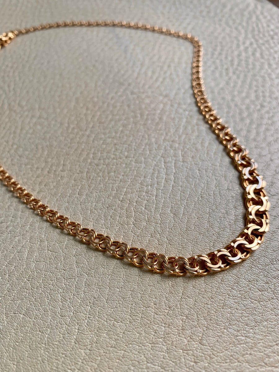 11.7g Gold necklace - Graduated double link solid 18k gold - Swedish vintage