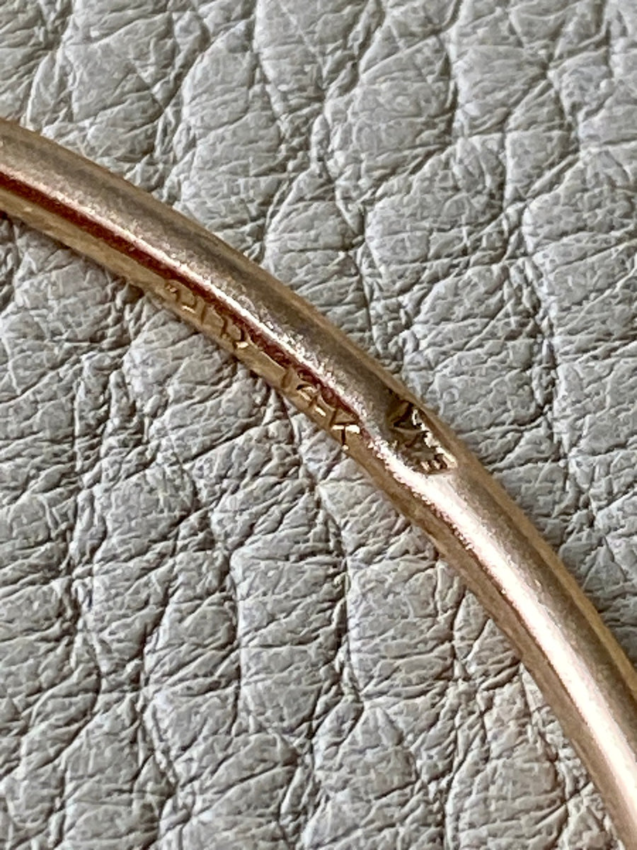 Danish vintage 14k Gold solid oval bangle 1957-1967