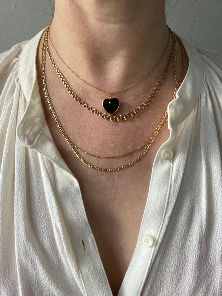 Vintage Finnish cable link gold chain necklace - 15inches of 14k gold
