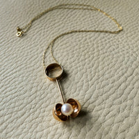 14k gold Finnish pendant with pearl, by Olli Auvinen for Westerback 1968