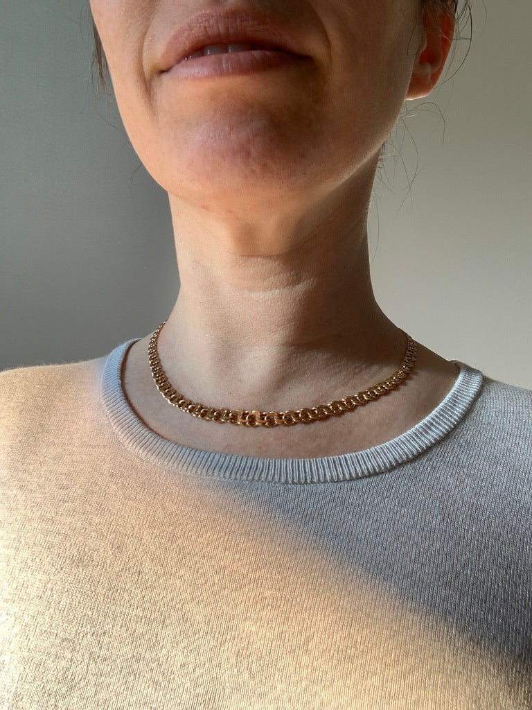 21.3g Gold necklace - Graduated double link solid 18k gold - Swedish vintage 1960s