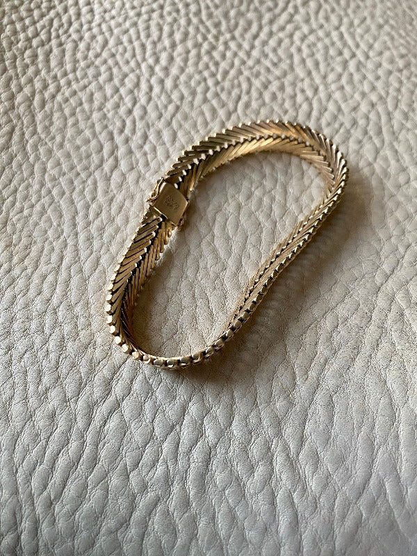 14k gold danish vintage geneva link bracelet made by Aage Albing 1969-1989