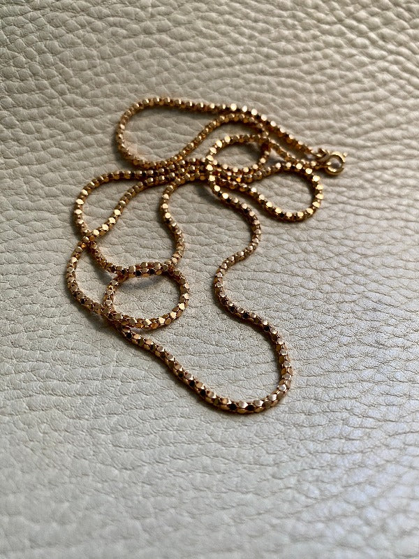 Long length Honeycomb link necklace - Italian vintage - 18k gold, 28 inch length