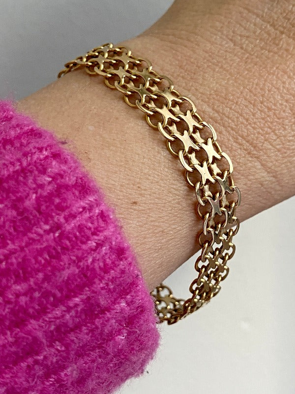 Gorgeous 1968 x-link 18k solid gold bracelet - Hägersten, Sweden - 7.5 inch length