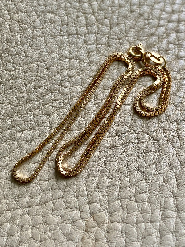 Vintage Italian box link gold chain necklace - 16inches of 18k gold