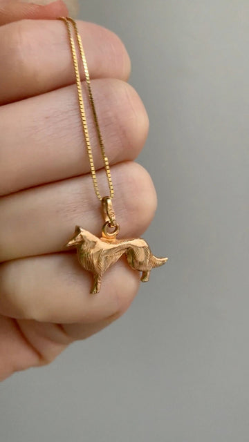 18k gold Swedish vintage charm or pendant - Dog