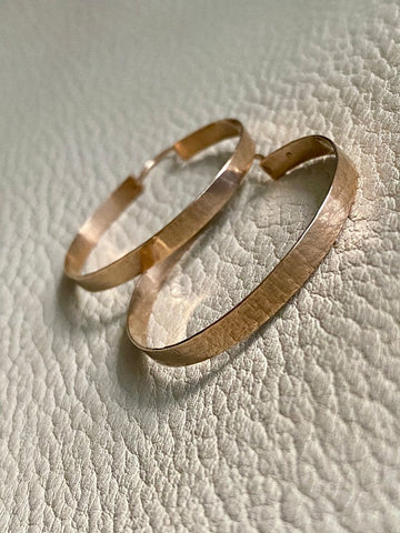 Handmade 14k rose gold hoop earrings - 1.5 inch diameter hoops