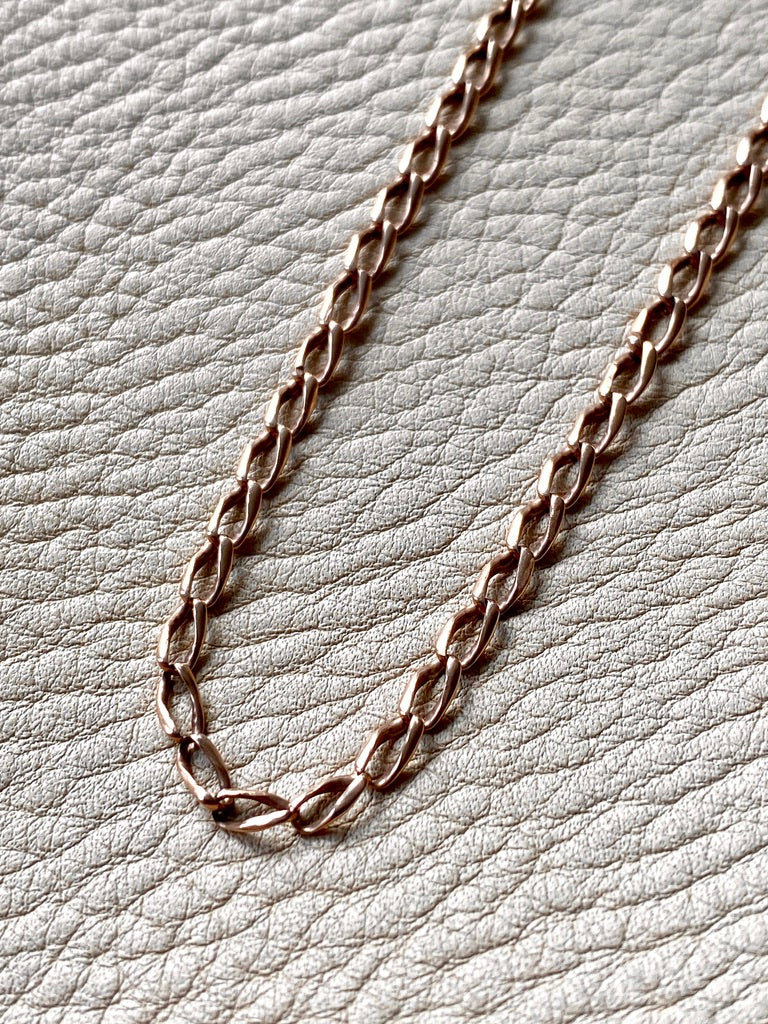 Rose gold vintage curb link necklace 19 inch length