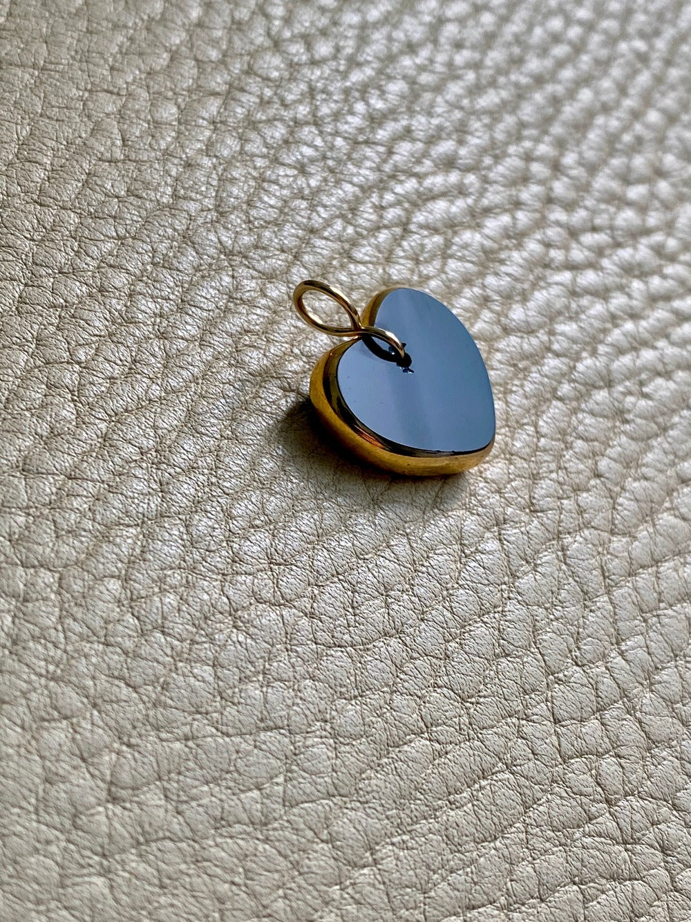 Black Heart with 24k gold edge - German vintage charm or pendant - Limited edition