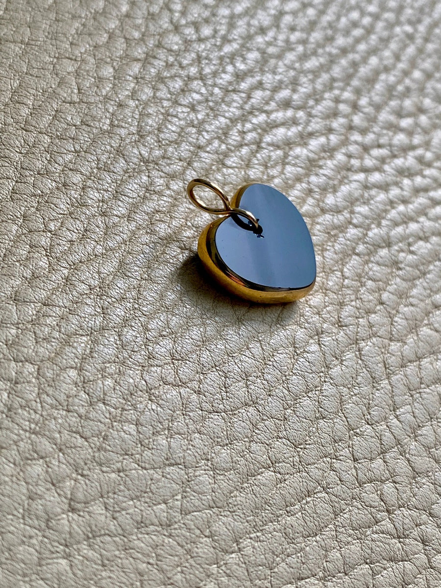 Black Heart with 24k gold edge - German vintage charm or pendant - Limited edition