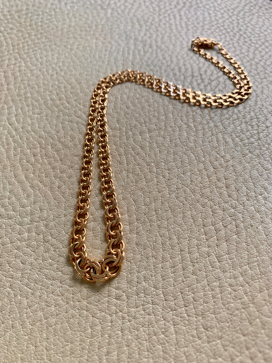 11.7g Gold necklace - Graduated double link solid 18k gold - Swedish vintage