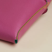 Wedge handbag - French goat leather in Dahlia - Luxury edition *02
