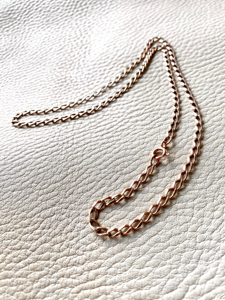 Rose gold vintage curb link necklace 19 inch length