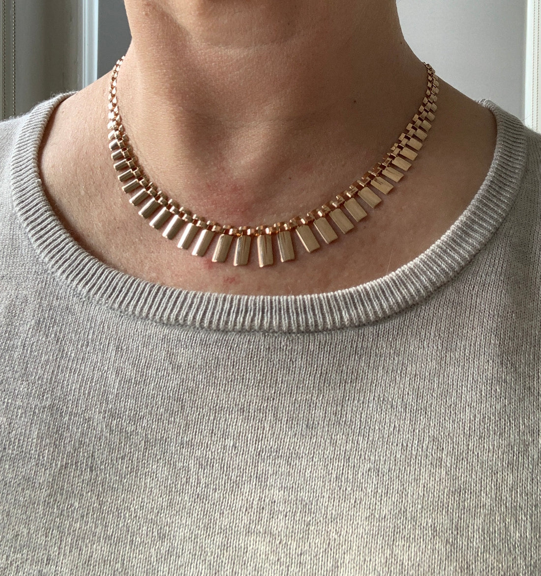 1980 Cleopatra link 14k solid rose gold necklace - Finland