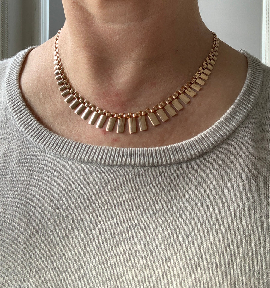 1980 Cleopatra link 14k solid rose gold necklace - Finland