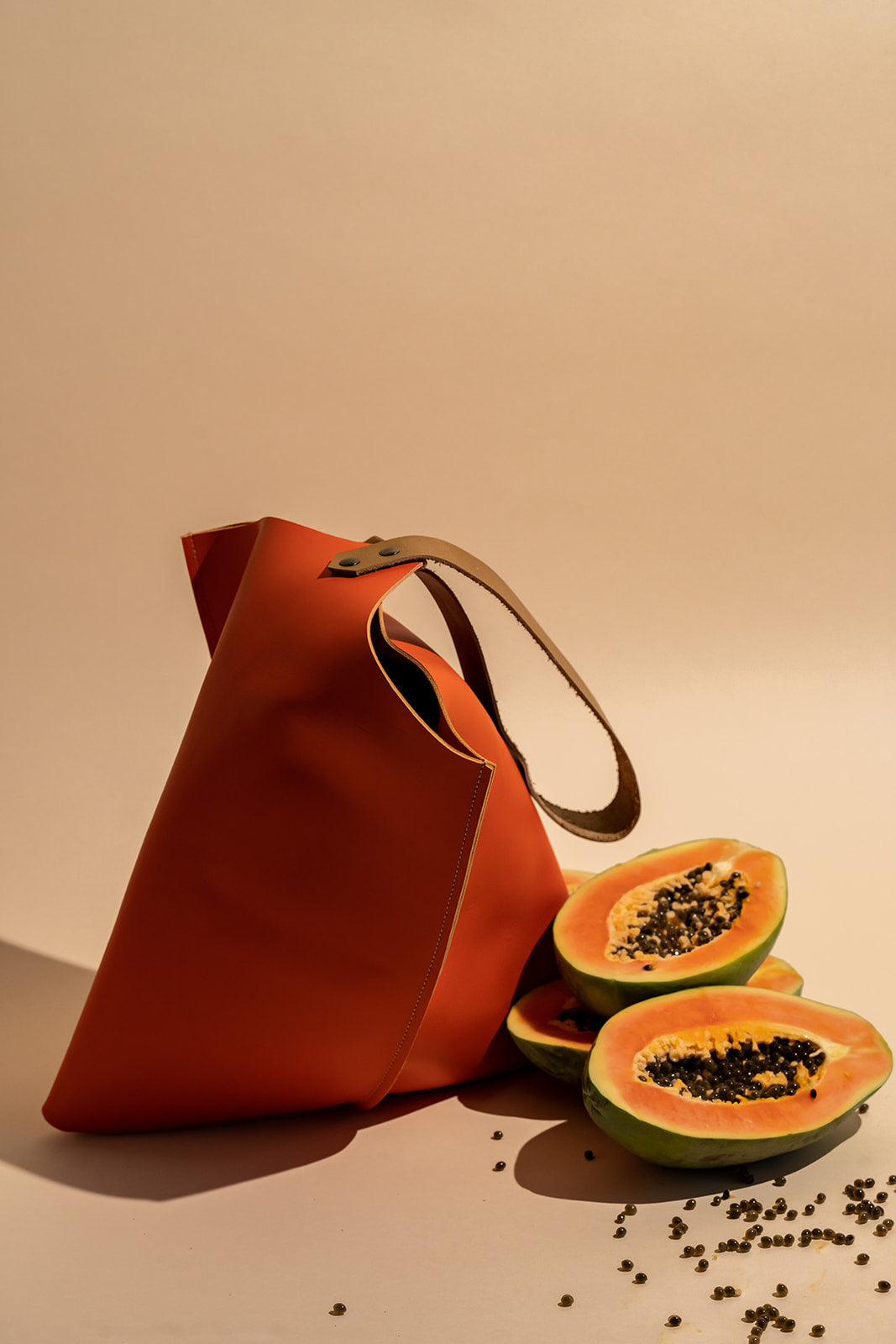 Wedge bag - Papaya orange leather