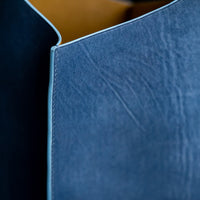Wedge handbag - French goat leather in Distressed Indigo - Luxury edition *03