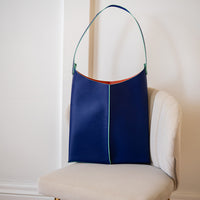 Wedge handbag - French goat leather in Cobalt - Luxury edition *04