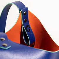 Wedge handbag - French goat leather in Cobalt - Luxury edition *04