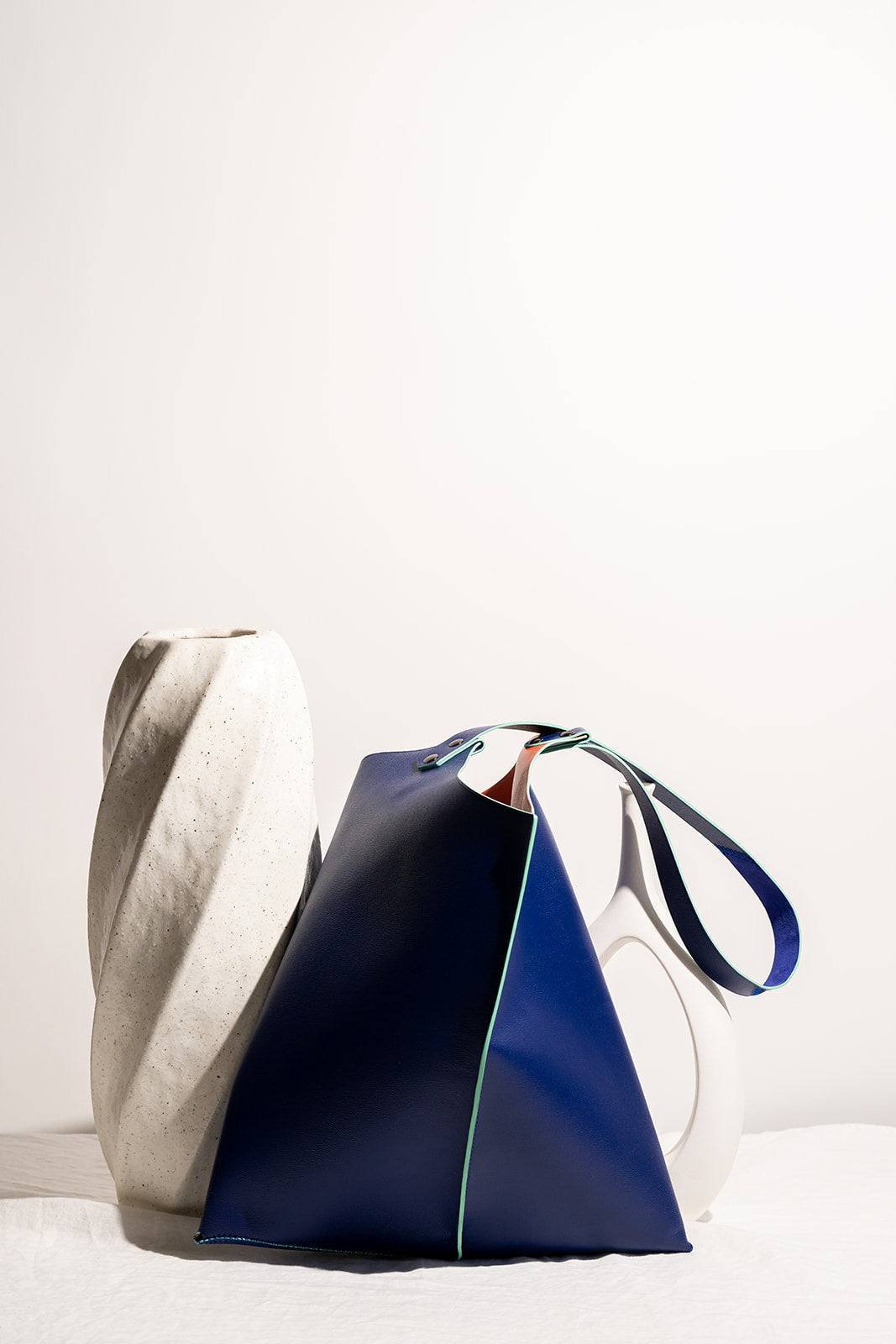 Wedge handbag - French goat leather in Cobalt - Luxury edition *04