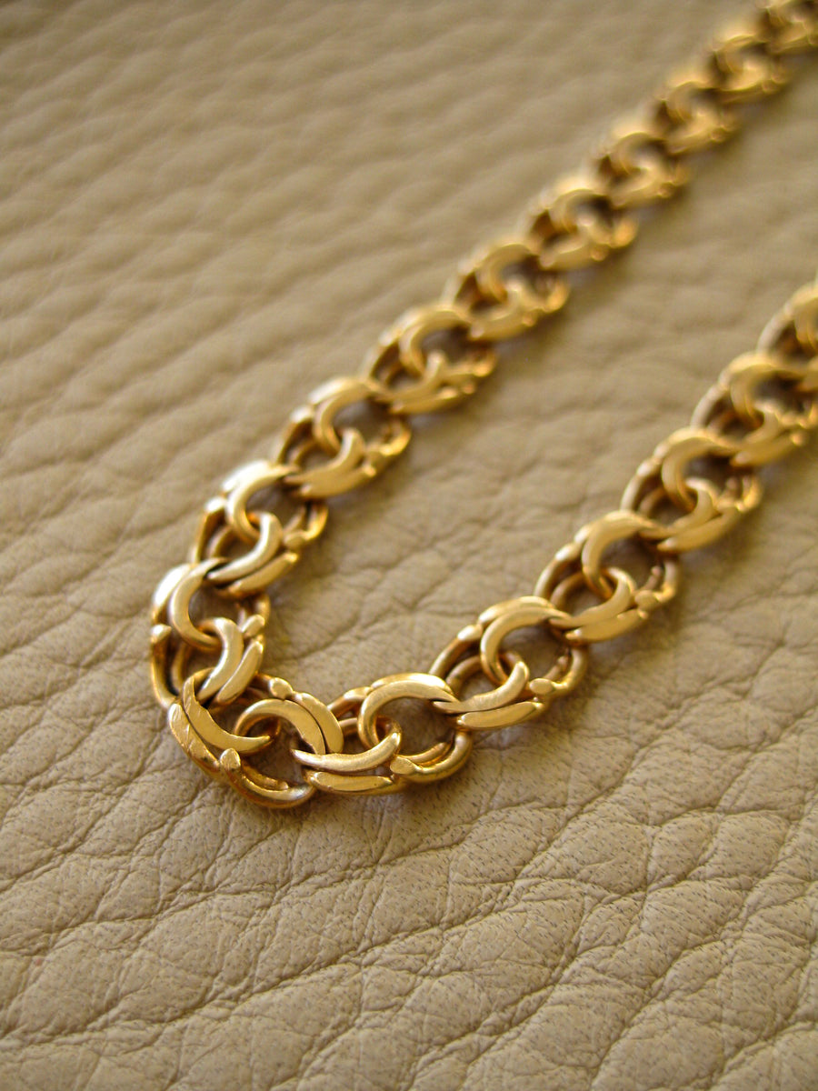 Delicate 18k double-link solid gold bracelet - Trelleborg, Sweden 1963