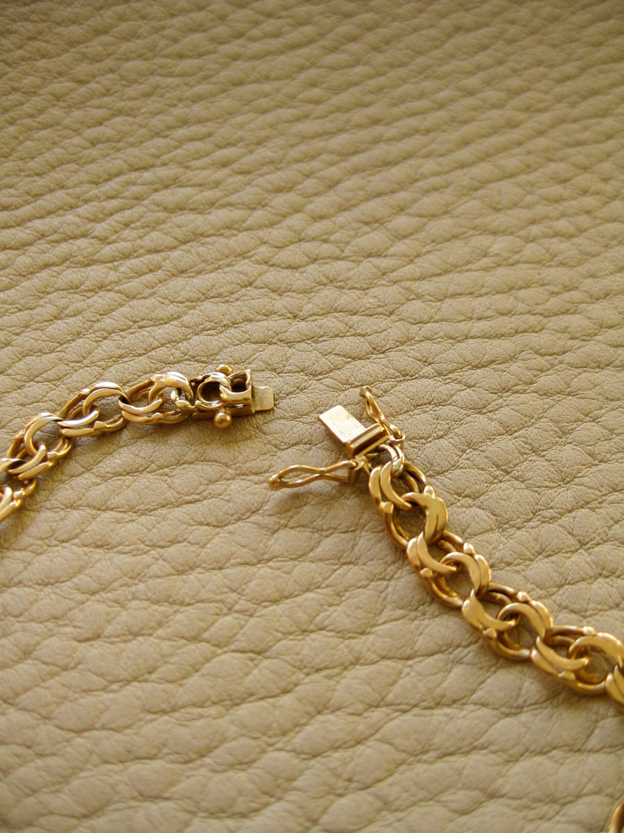 Delicate 18k double-link solid gold bracelet - Trelleborg, Sweden 1963