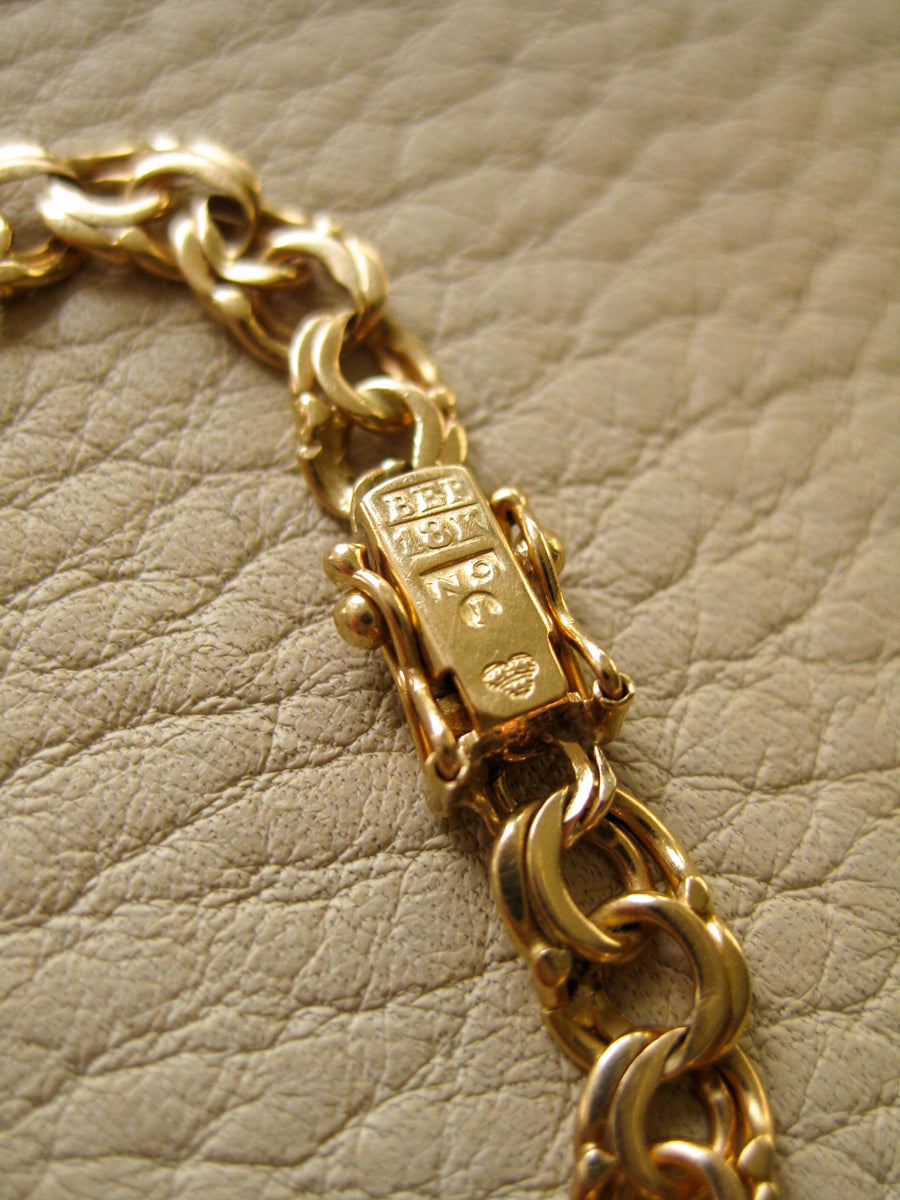 Delicate 18k double-link solid gold bracelet - Trelleborg, Sweden 1963