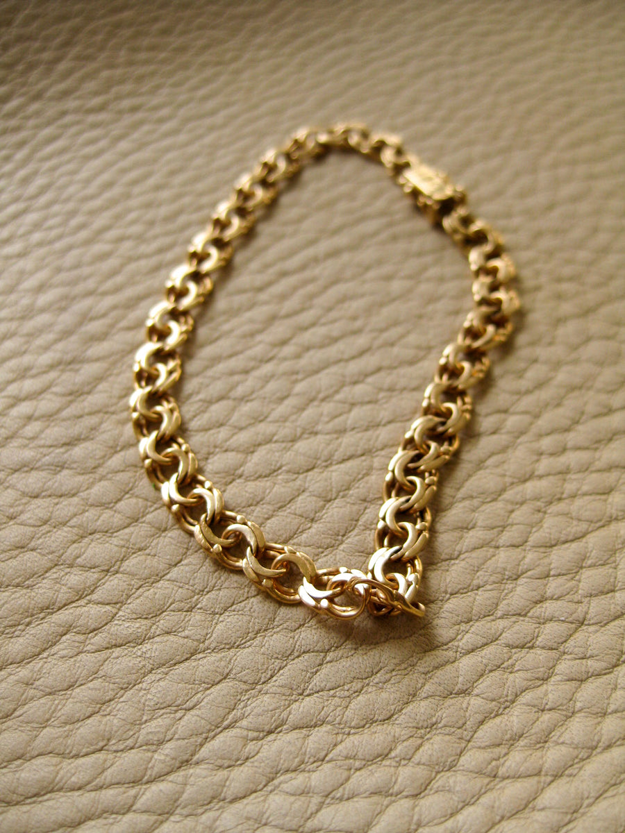 Delicate 18k double-link solid gold bracelet - Trelleborg, Sweden 1963