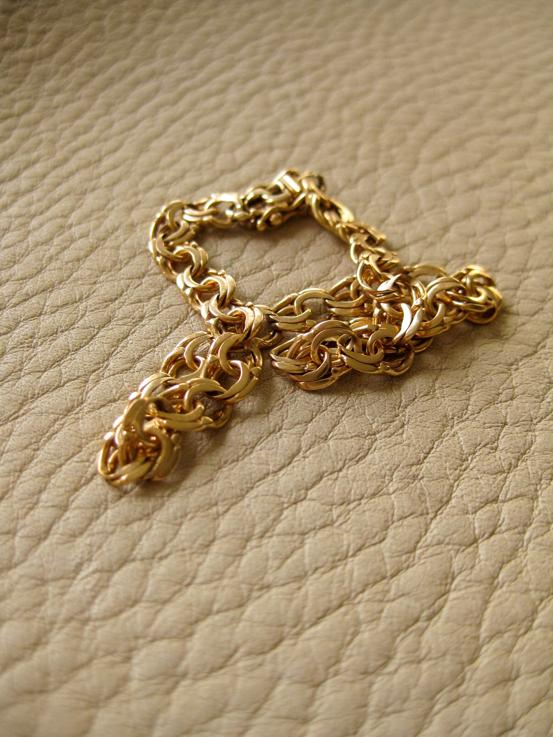 Delicate 18k double-link solid gold bracelet - Trelleborg, Sweden 1963