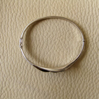 Swedish vintage sterling silver hinged bracelet with oxidized leaf motif