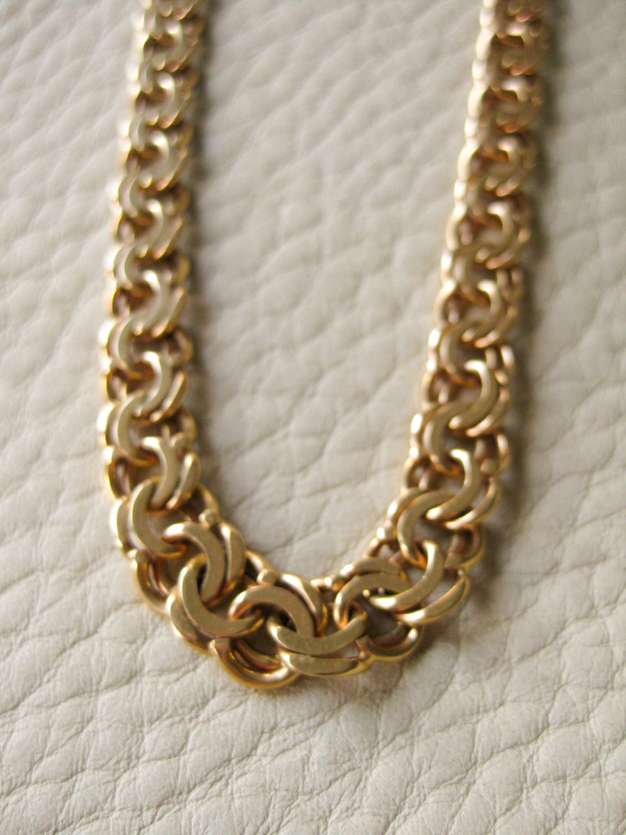 21.3g Gold necklace - Graduated double link solid 18k gold - Swedish vintage 1960s