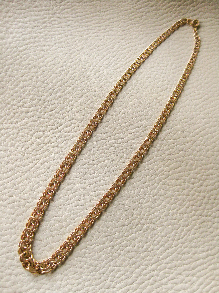 21.3g Gold necklace - Graduated double link solid 18k gold - Swedish vintage 1960s