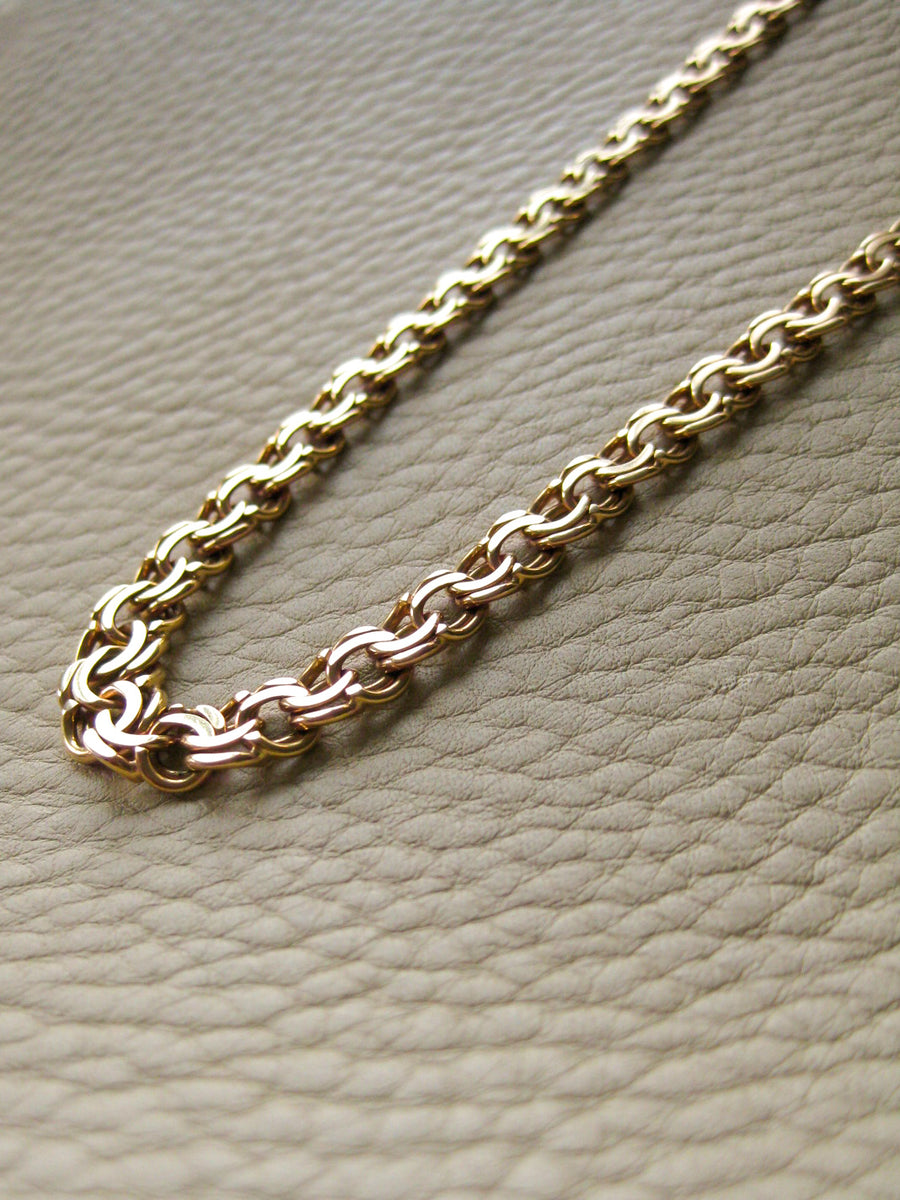 21.3g Gold necklace - Graduated double link solid 18k gold - Swedish vintage 1960s