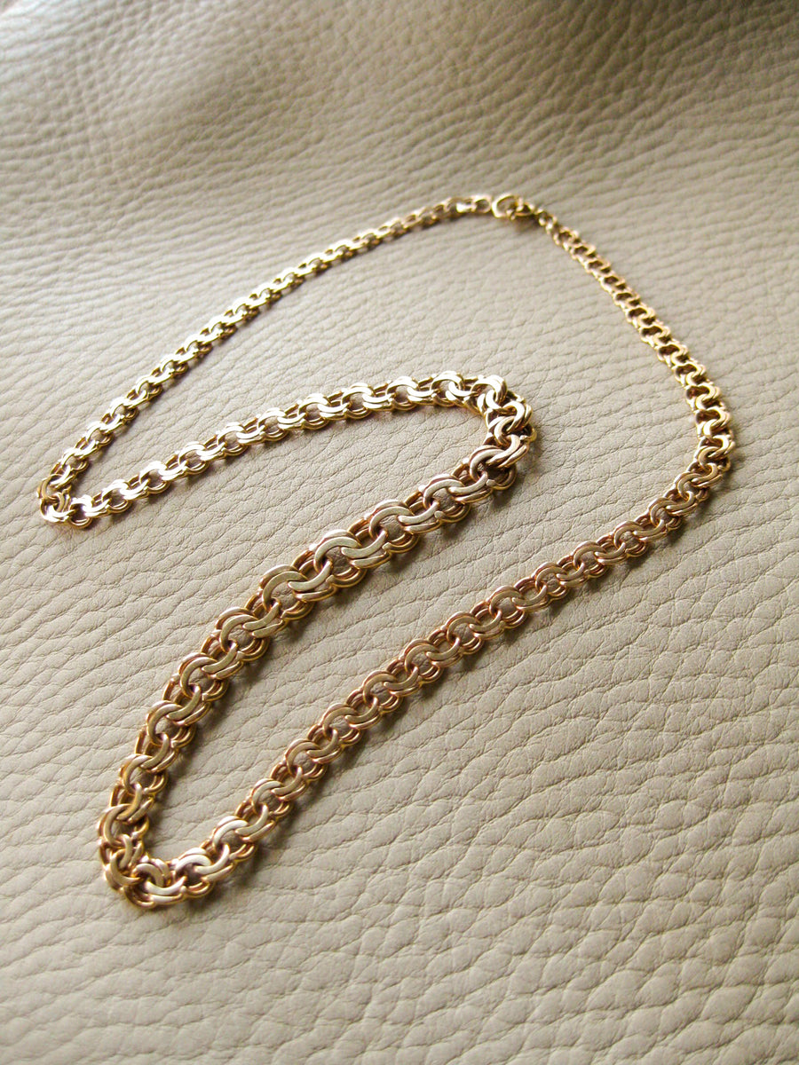 21.3g Gold necklace - Graduated double link solid 18k gold - Swedish vintage 1960s