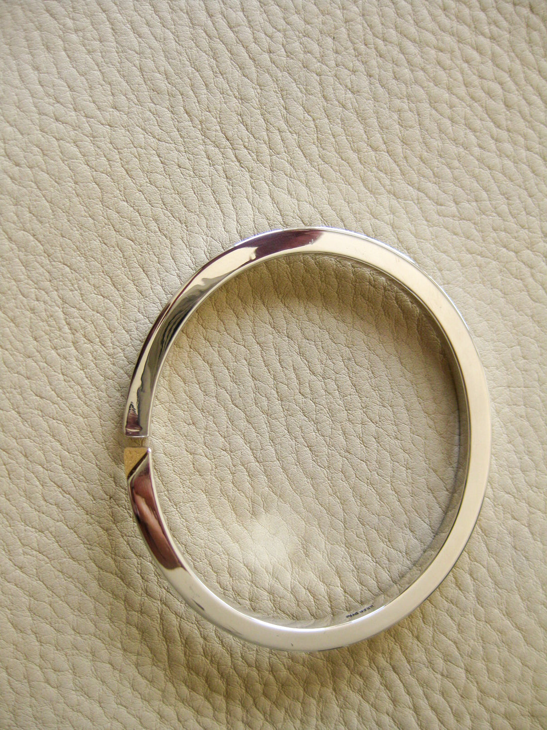 Heavy 46g Modernist Danish sterling silver bangle with gold tips