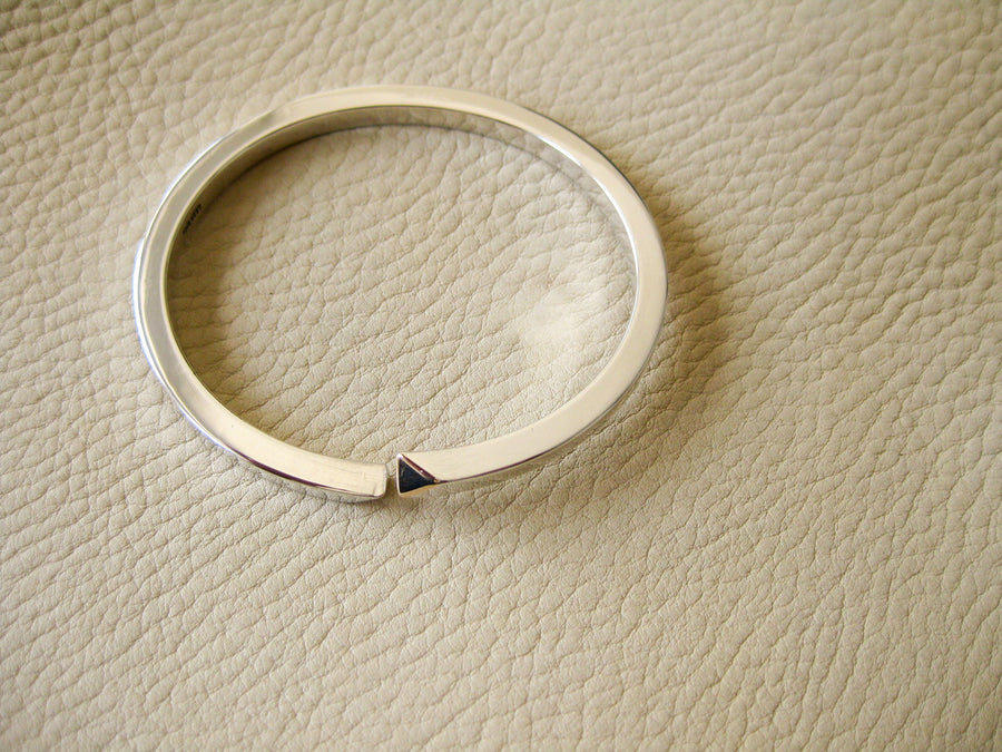 Heavy 46g Modernist Danish sterling silver bangle with gold tips